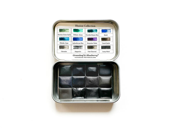 Modern Primary Trio Watercolor Palette, Half-Pans – Greenleaf & Blueberry