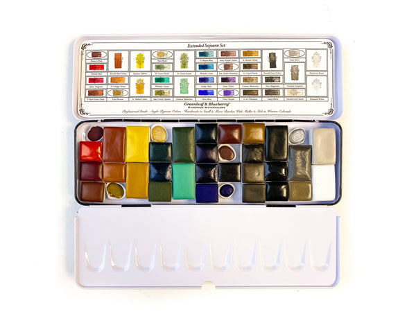 CMYKW Set Watercolor Palette, Full Pans – Greenleaf & Blueberry