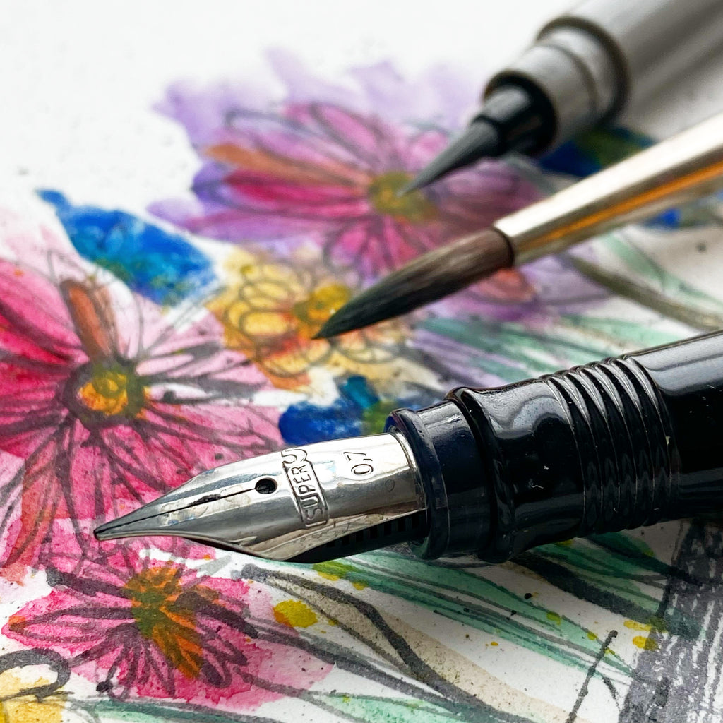 How I use fountain pens with colored ink for sketching