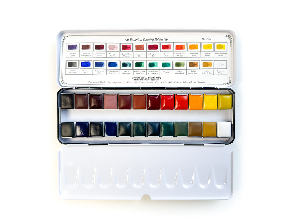 Botanical Painting Palette ~  Watercolor Palette in Bijoux Box, Half-Pans